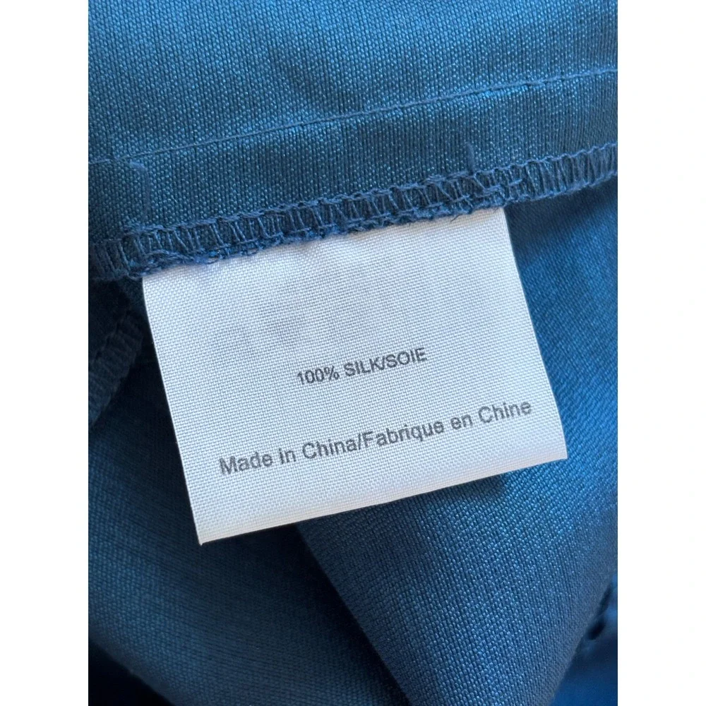 Tory Burch Teal Blue 100% Silk Sleeveless Shell Top Blouse Size 4 Zipper‎ Back